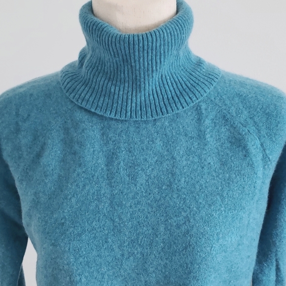 Duffy wool turquoise turtleneck sweater size S feels like cashmere EUC - Picture 3 of 8